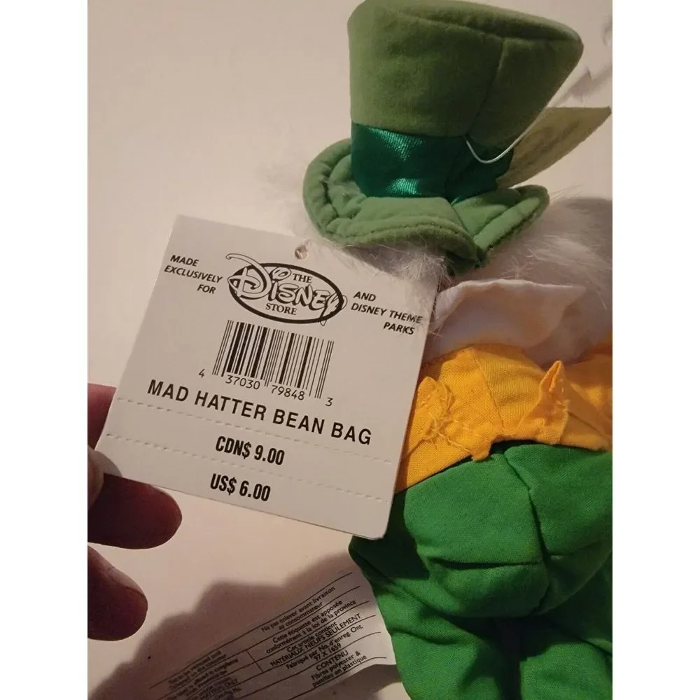 Disney Store Alice In Wonderland MAD HATTER Bean Bag Toy Vintage Tags Disneyland